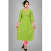 haya fashion - Green Rayon Women's Straight Kurti ( Pack of 1 ) - None