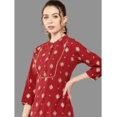 Janasya Rayon Printed Straight Womens Kurti - Red ( Pack of 1 ) - None