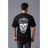 #Go Devil With Skull (in White) Printed Black Oversized T-Shirt for Men XL