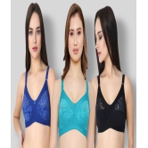 KYODO - Multicolor Cotton Blend Non - Padded Women's Everyday Bra ( Pack of 3 ) - 40B