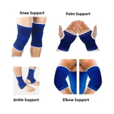 NJ STAR Ankle, Elbow, Palm, Knee Support Braces for Surgical and Sports Activity Like Hockey, Bike, Crossfit and Provides Relief. (Ankle Elbow Palm Knee Combo) - Blue