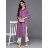 Varanga Cotton Printed Straight Womens Kurti - Purple ( Pack of 1 ) - None