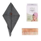 Mush Bamboo Ultra Soft  Absorbent Hair Wrap Turban Towel with Neem Comb for LongShort Hair Care 500 GSM-Mush Bamboo Ultra Soft & Absorbent Hair Wrap Turban Towel with Neem Comb for Long/Short Hai