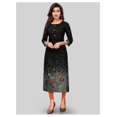 Vbuyz - Black Rayon Womens Straight Kurti ( Pack of 1 ) - L