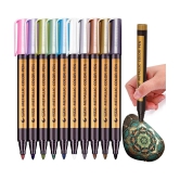 Rangwell Assorted/Multicolour Metallic Markers Pen for Rock Painting -