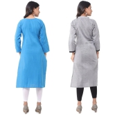 DESHBANDHU DBK - Multicolor Cotton Womens Straight Kurti ( Pack of 2 ) - None