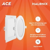 Halonix 18W ACE 6500K Cool White Round led Recess downlighter | Pack of 2 | Cut Out: 8 inch | LED Ceiling Light for Home and Hall
