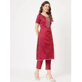 Pannkh Womens Festive Embroidered Round Neck Kurta And Contrasting Pants - None