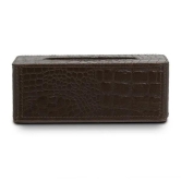 Tissue Box In Genuine Croco Leather Brown-Brown
