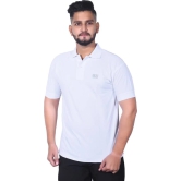 Men Solid Polo Neck Cotton Blend White T-Shirt