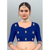 Om Shantam Sarees - Navy Blue Georgette Saree With Blouse Piece ( Pack of 1 ) - Navy Blue