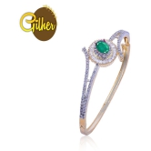 Gilher Fancy American Diamond Green Stone Bracelet With Side Open Lock For Women And Girls - None