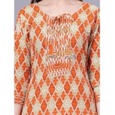 JC4U Cotton Printed Kurti With Pants Womens Stitched Salwar Suit - Orange ( Pack of 1 ) - None