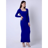 Built in Bra And Shapewear Blue Full Sleeves Dress