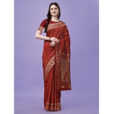 LEELAVATI Banarasi Silk Embellished Saree With Blouse Piece - Red ( Pack of 1 ) - Red