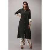 MAUKA Rayon Solid Kurti With Palazzo Women''s Stitched Salwar Suit - Black ( Pack of 1 ) - None