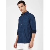 UrbanMark Mens 100% Cotton Full Sleeves Slim Fit Printed Casual Shirt-Navy - None