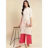 Rangita Women Rayon White Buta Printed Calf Length A-line Kurti - None