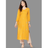 Janasya Rayon Embroidered Straight Womens Kurti - Mustard ( Pack of 1 ) - None