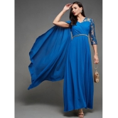 Miss Chase Georgette Solid Full Length Womens Gown - Blue ( Pack of 1 ) - None