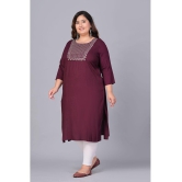 Preksha Rayon Embroidered Straight Women's Kurti - Wine ( Pack of 1 ) - None