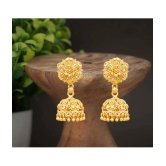 LUV FASHION Golden Jhumki Earrings ( Pack of 1 ) - Golden