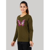 ferocious - Olive Cotton Blend Regular Fit Women's T-Shirt ( Pack of 1 ) - None