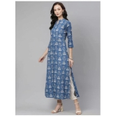 Divena Blue Cotton Straight Kurti - Single - L