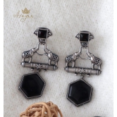 Azayaa World Black Elephant pair hexagon earring