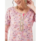 Pannkh - Pink Art Silk Womens Straight Kurti ( Pack of 1 ) - None