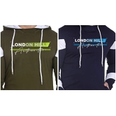 London Hills Mens Regular Fit Printed Full Sleeve Cotton Blend Hooded T-Shirt (Pack of 2)