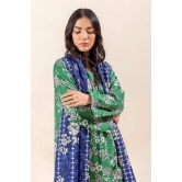 Beechtree Unstitched Shawl 23 - 3 PIECE - PRINTED COTTON SATIN SUIT WITH PRINTED SHAWL - MEADOW GREEN