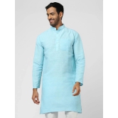 DESHBANDHU DBK - Turquoise Cotton Blend Mens Regular Kurta ( Pack of 1 ) - None