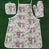 FLORAL PRINTED KITCHEN APRON SET OF 3-Pink