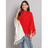 eWools.in Woollen Round Neck Women''s Ponchos & Capes - Red ( ) - None