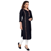 Kapadia - Black Rayon Womens Straight Kurti ( Pack of 1 ) - None