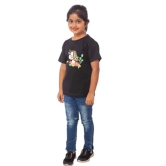 Girls Cotton Unicorn Face Half Sleeve TShirt (Black) PID41487