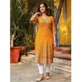 Juniper Rayon Printed Straight Womens Kurti - Yellow ( Pack of 1 ) - None