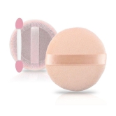 Majestique 2Pcs Flat Powder Puff with Grip, Makeup Sponge with Stick (Multicolor)