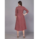 HIGHLIGHT FASHION EXPORT Cotton Blend Printed Midi Womens A-line Dress - Maroon ( Pack of 1 ) - None