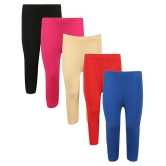 GREENWICH BLACK,FUCHSIA,BEIGE,RED and BLUE GIRLS CAPRI LEGGINGS - PACK OF 5 - None