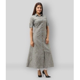 SVARCHI - Light Grey Cotton Blend Womens Front Slit Kurti ( Pack of 1 ) - M