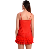 Celosia Net Baby Doll Dresses With Panty - Red Single - Free Size