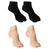 Men & Women New Premium Quality Calf Length Thumb Socks (Black & Beige color) - None