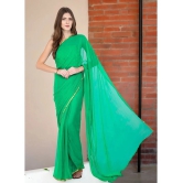 clafoutis Chiffon Solid Saree Without Blouse Piece - Green ( Pack of 1 ) - Green