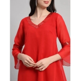 Curvydrobe Georgette Solid Mini Womens A-line Dress - Red ( Pack of 1 ) - None