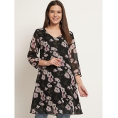 Curvydrobe Georgette Printed Above Knee Women's A-line Dress - Black ( Pack of 1 ) - None