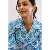 Label Flavia Cotton Printed Midi Womens Shirt Dress - Blue ( Pack of 1 ) - None