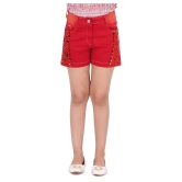 Cutecumber - Red Denim Girls Cycling Shorts ( Pack of 1 ) - None