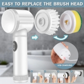 Electric Power Scrubber with 5 Replaceable Brush Heads